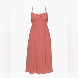 Aritzia Wilfred Genoa Midi Chiffon Dress Warm Sienna Red Size XS